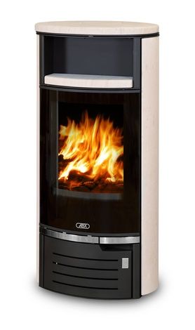 Печь-камин ABX Atlantik 7 III, черная сталь, мокка крем с верхней плитой в Клине